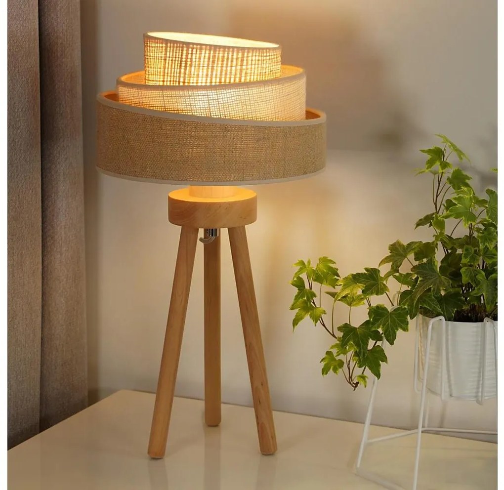 Duolla - Lampada da tavolo YUTE TRIO 1xE27/15W/230V diametro 25 cm marrone/grigio/beige