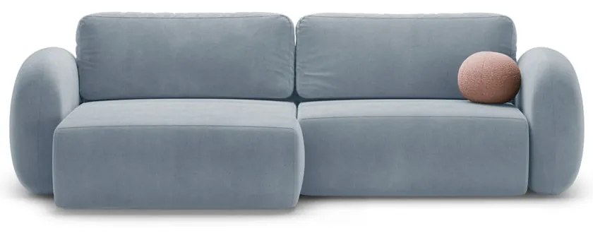 Divano angolare blu polveroso allungabile/con contenitore con rivestimento in velluto Tonale – Cosmopolitan Design