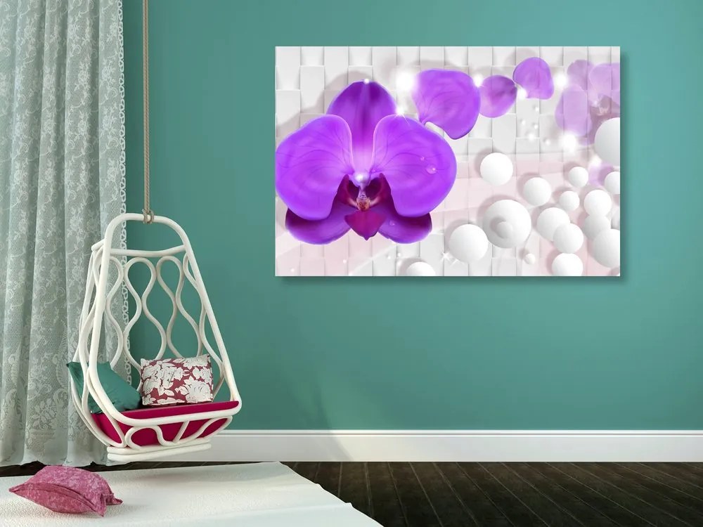 Quadro su tela – Orchidea su sfondo astratto