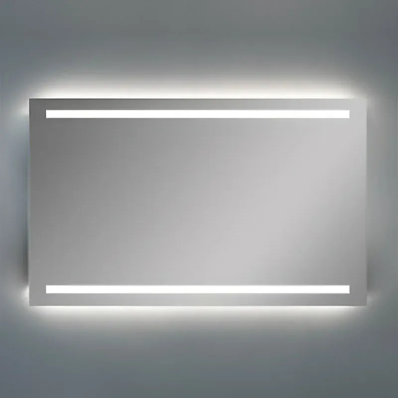 Specchio reversibile 100x70 fasce LED retroilluminate e illuminazione perimetrale