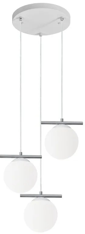 Lampadario Neoclassico Seby bianco paralume bianco 3x E14 Ø40cm NOVECENTO
