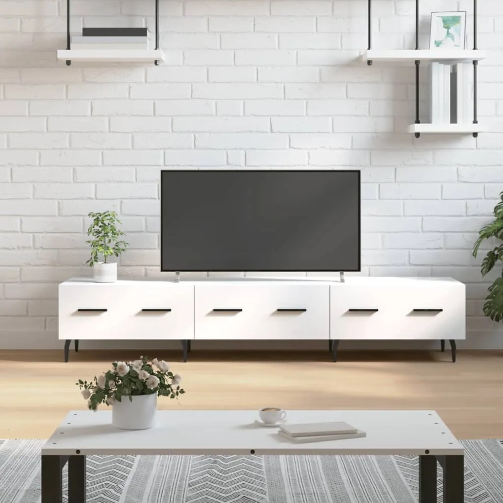 Mobile Porta Tv Bianco 150x36x30 Cm İn Legno Multistrato /