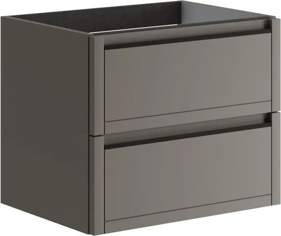 Mobile da bagno sospeso sotto lavabo L 59.5 x H 50 x P 45.5 cm grigio opaco, 2 cassetti Tratto