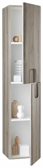 Colonna bagno sospesa 160 cm ARCO due ante reversibile Rovere Grigio