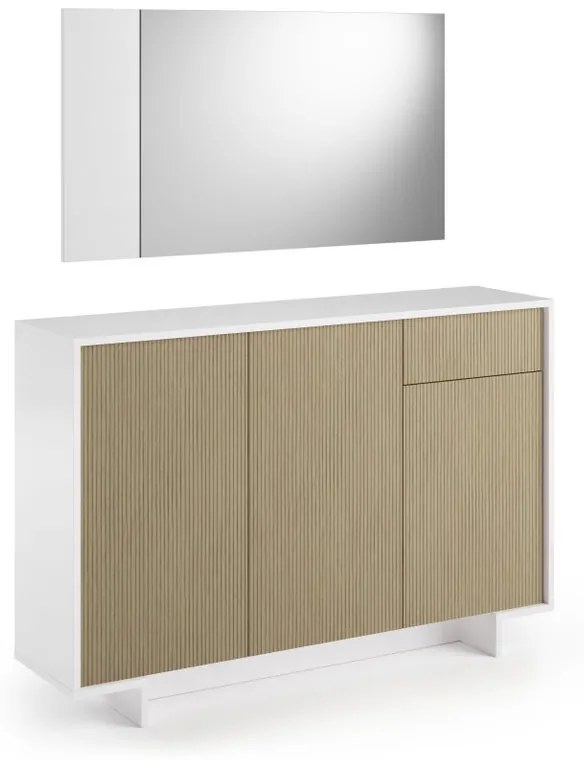 Mobile Madia Slim L 134 x H 87 P 35 cm bianco, marrone