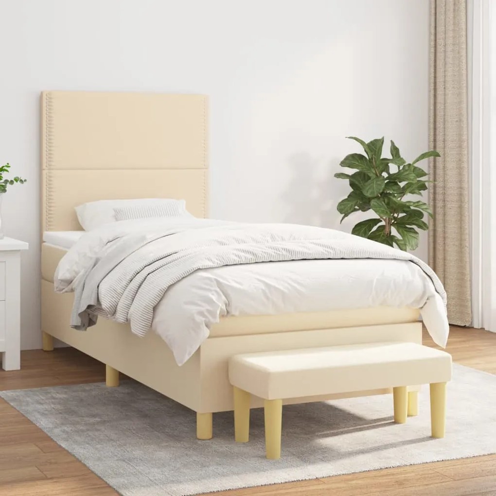 Giroletto A Molle Con Materasso Crema 100x200 Cm İn Tessuto /