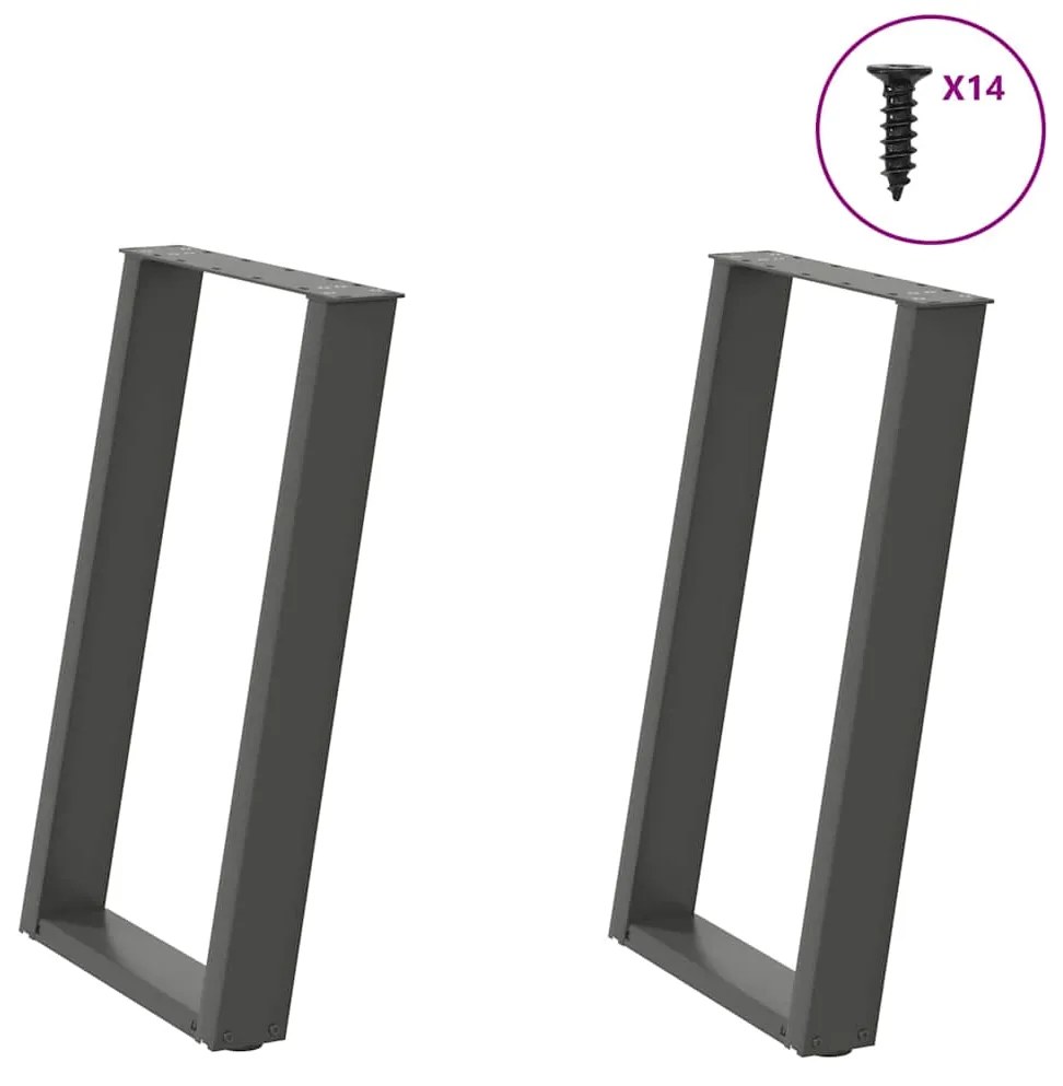 Gambe Tavolo Pranzo A U 2 Pz Antracite 60x(72-73) Cm Acciaio /