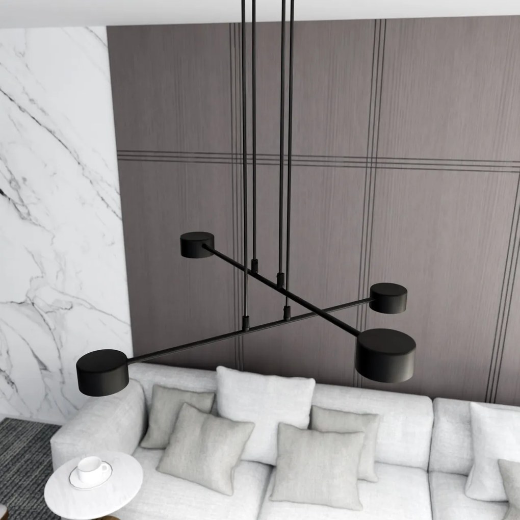Lampadario a Sospensione in Acciaio GX53 MODUS 4 Nero 4xGX53