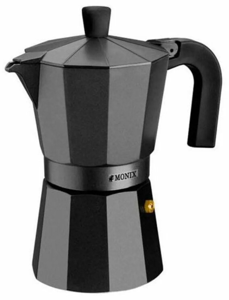 Caffettiera Italiana Monix Braisogona_M640003 Nero 3 Tazze Alluminio