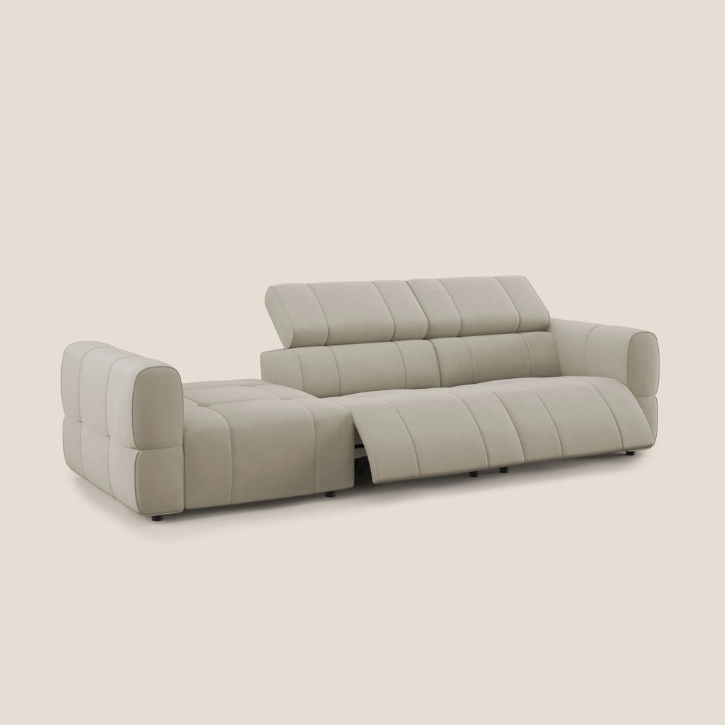 Giotto Divano con terminale e opzione relax elettrico in microfibra effetto velluto impermeabile T09