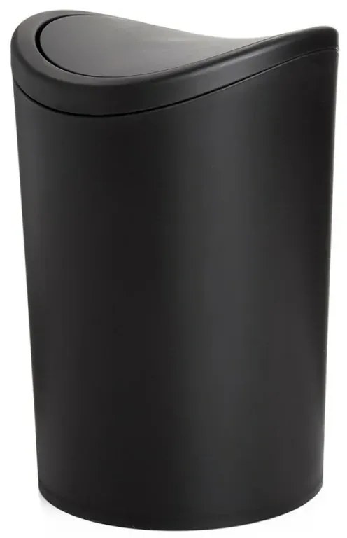 Pattumiera bagno in polipropilene nero 6 Lt con coperchio basculante