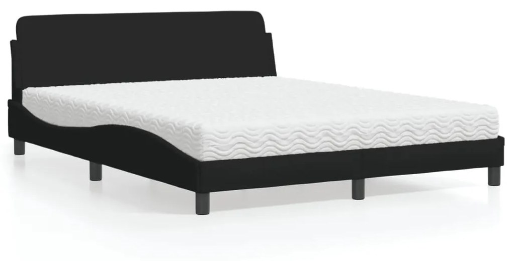Letto Con Materasso Nero 160x200 Cm İn Tessuto /
