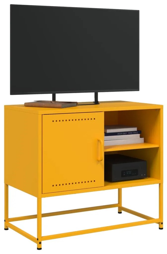 Mobile tv giallo senape 68x39x60,5 cm in acciaio