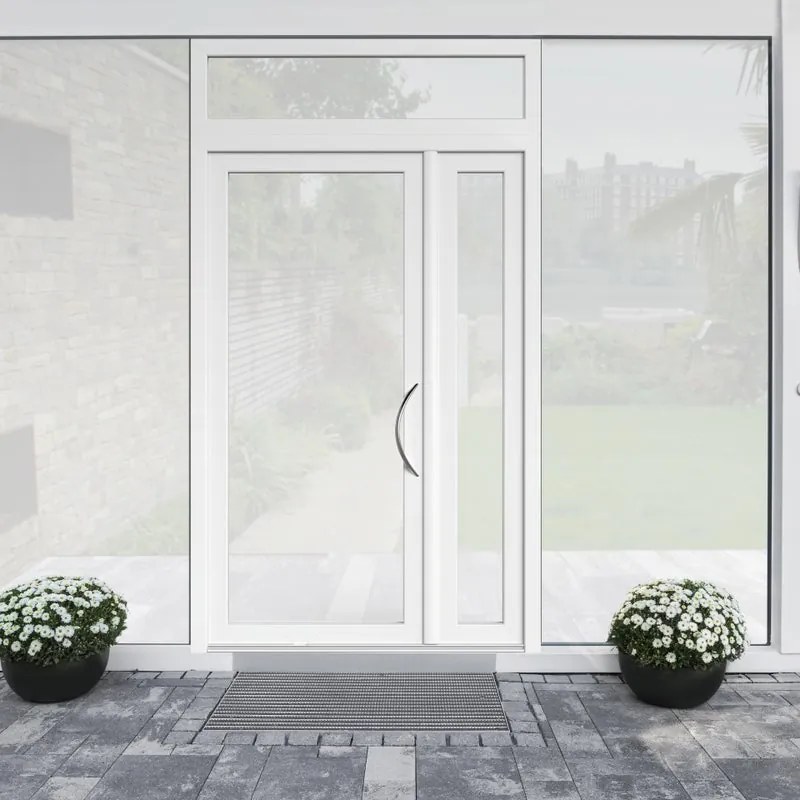 Portoncino d'ingresso Condo17 con vetro L 90 x H 210 cm in alluminio bianco, apertura spingere a sinistra