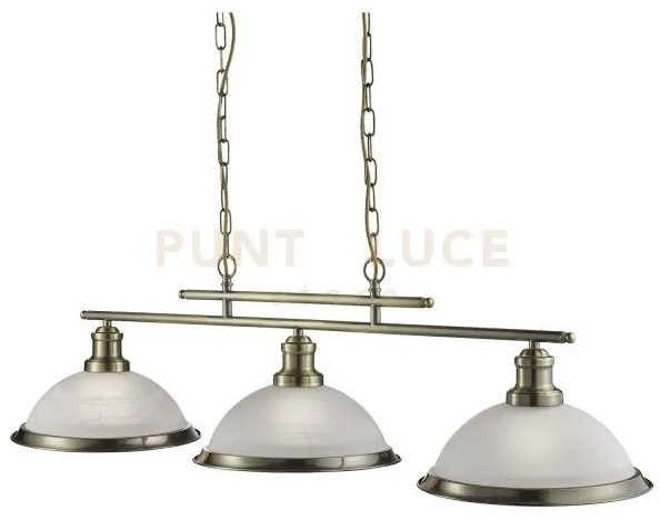 Bistro 3lt bar pendant - metallo ottone anticato e vetro acidato