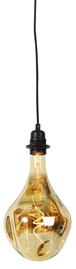 Lampada a sospensione nera dimmerabile con specchio LED oro dimmerabile - Cava Luxe