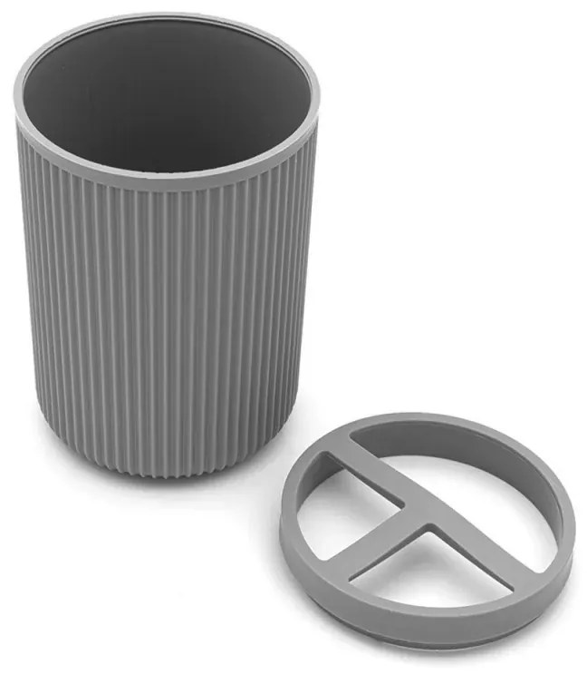 Set accessori bagno dispenser e portaspazzolini da appoggio grigio in plastica Ring