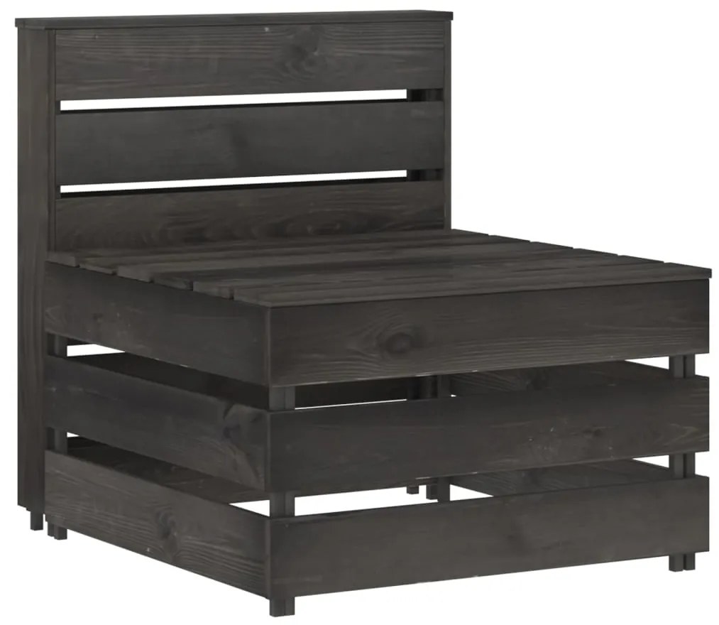 Set Salotto da Giardino 10pz in Legno di Pino Impregnato Grigio