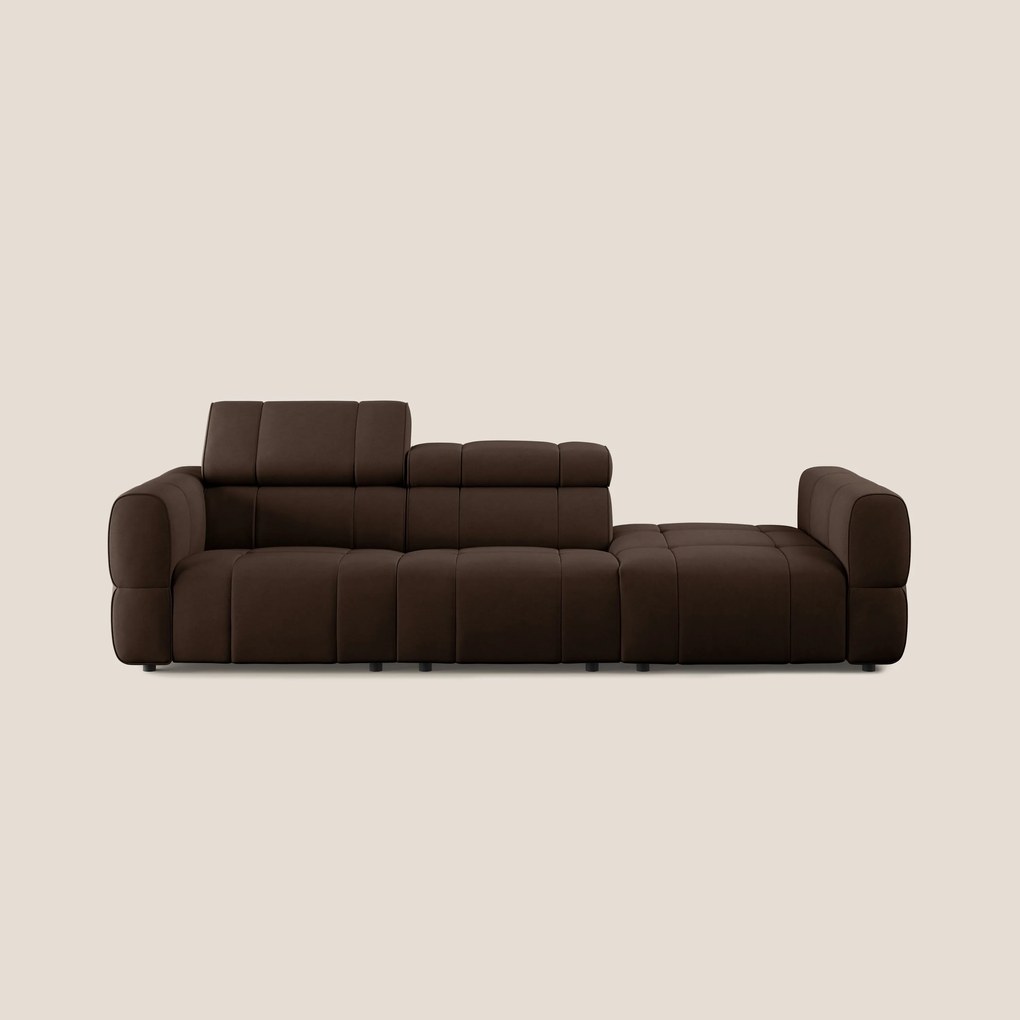 Giotto Divano con terminale e opzione relax elettrico in microfibra effetto velluto impermeabile T09