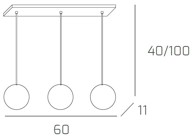 Sospensione Rett Contemp Willow Metallo Cromo Vetro Bianco Satitano 3 Luci G9