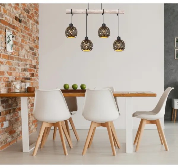 Globo 54029-4H - Lampadario sospeso con cavo JODIE 4xE27/40W/230V beige/nero