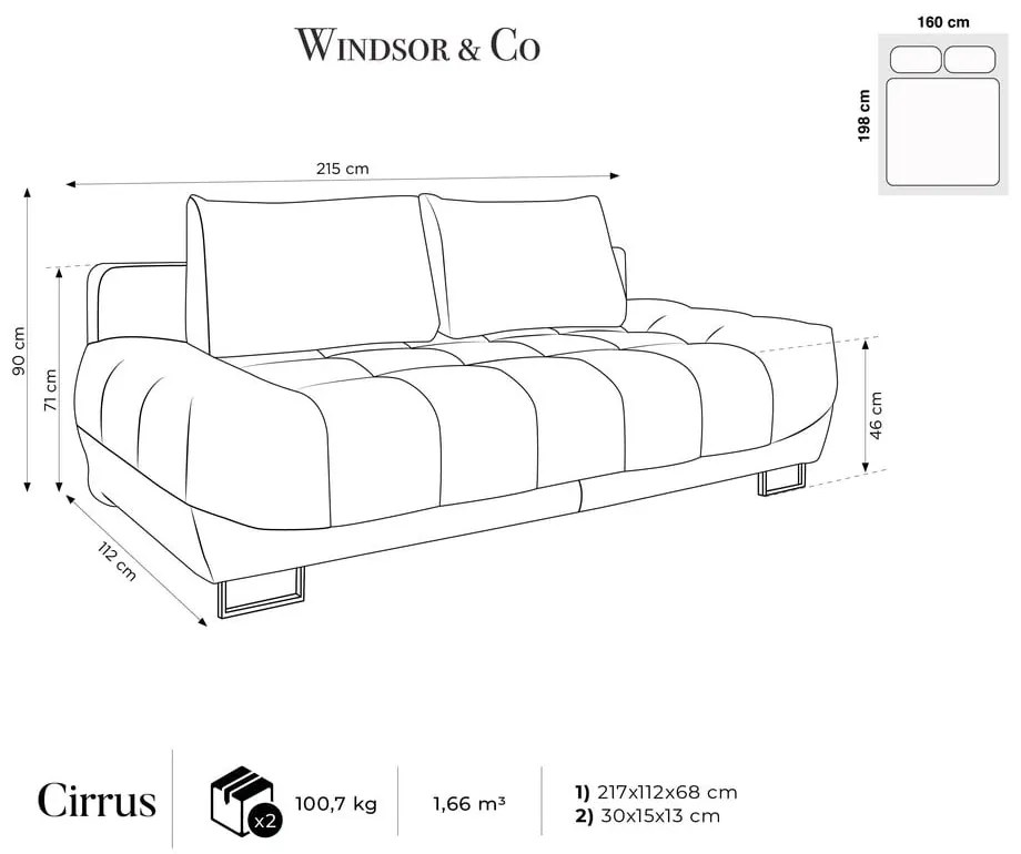 Divano letto verde a tre posti Cumulus - Windsor &amp; Co Sofas