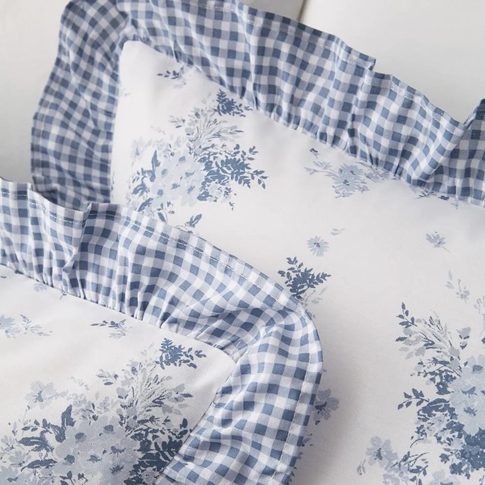 Biancheria da letto bianca/blu per letto singolo 135x200 cm Lucie Floral Frill – Catherine Lansfield