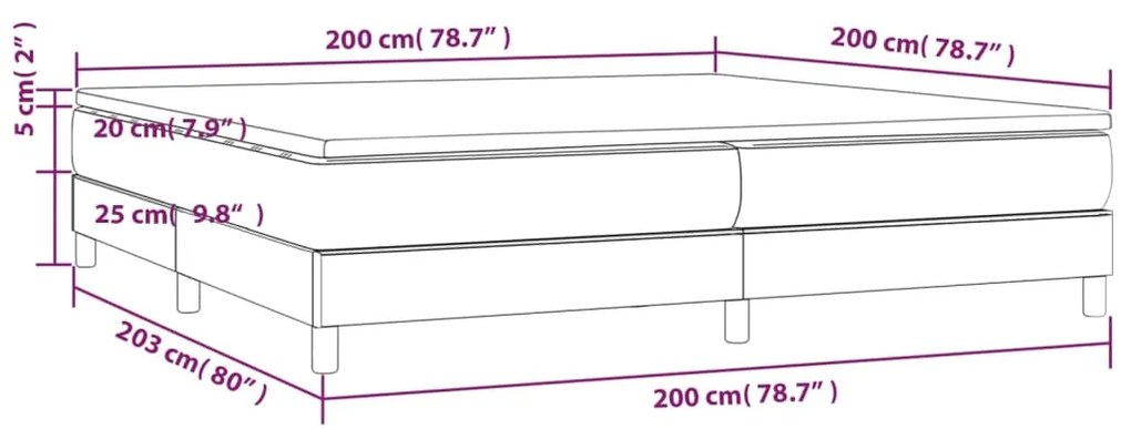 Giroletto a Molle con Materasso Blu 200x200 cm in Tessuto