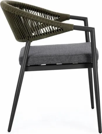 Sedia Da Esterno Impilabile Con Braccioli In Alluminio E Corda Millor Antracite E Verde Bizzotto