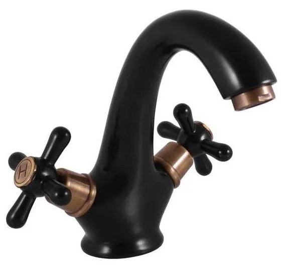 RAV Slezák MK128.0CMATSM - Miscelatore per lavabo MORAVA RETRO 16 cm nero/ottone