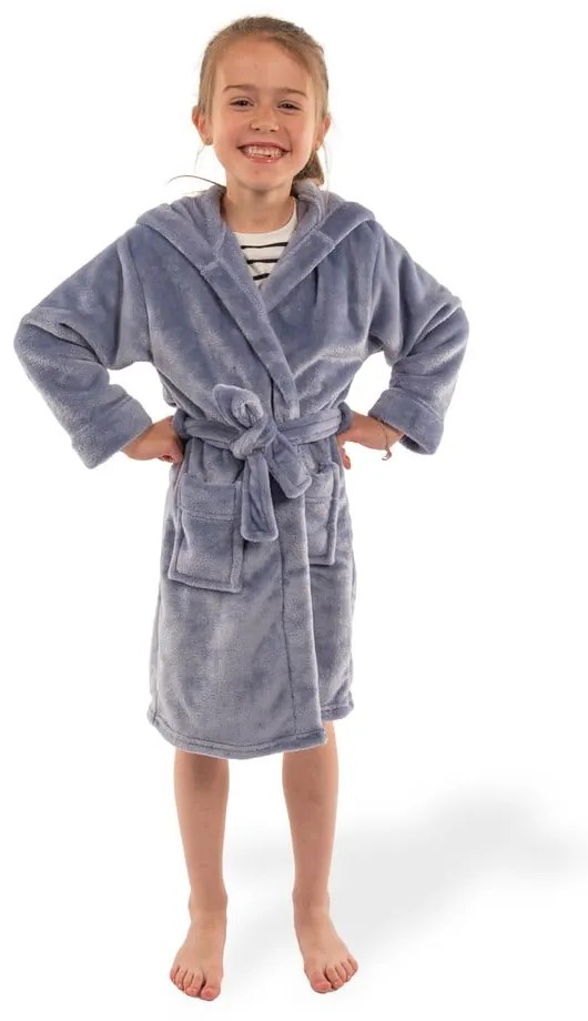 Accappatoio per bambini blu in micropile Delux – Tiseco Home Studio