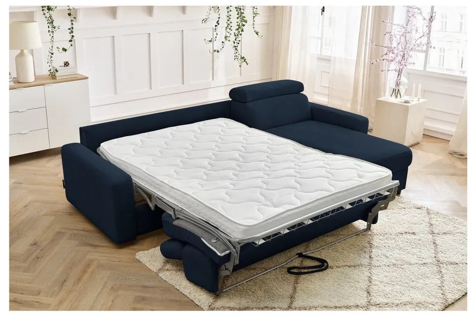 Divano angolare in blu scuro allungabile (con composizione variabile) Monaco – Bobochic Paris