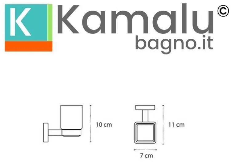 Kamalu - portaspazzolini a muro in acciaio inox nero opaco e vetro | clode-n