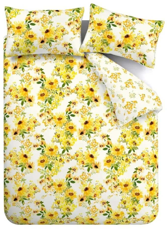 Biancheria da letto gialla per letto matrimoniale/per letto esteso 230x220 cm Sunflowers – Catherine Lansfield