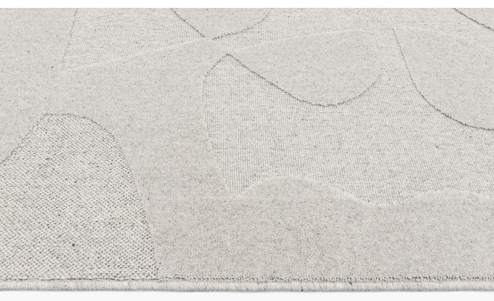 Tappeto in lana grigio chiaro 133x190 cm Morphic Botanica - Agnella