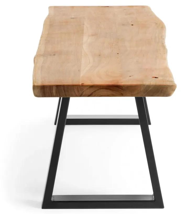 Kave Home - Panca Alaia in legno massello di acacia e gambe in acciaio nero 160 cm