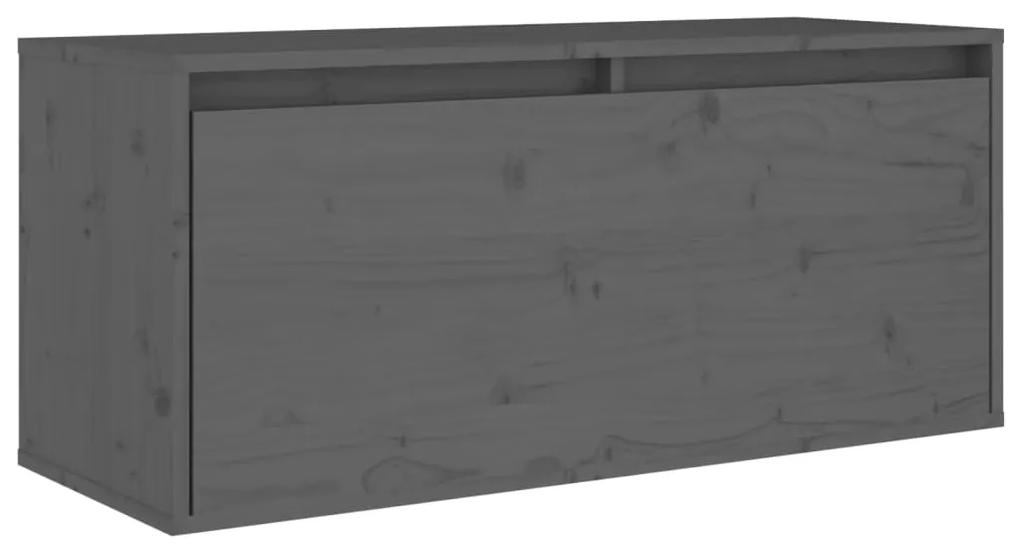 Pensile grigio 80x30x35 cm in legno massello di pino