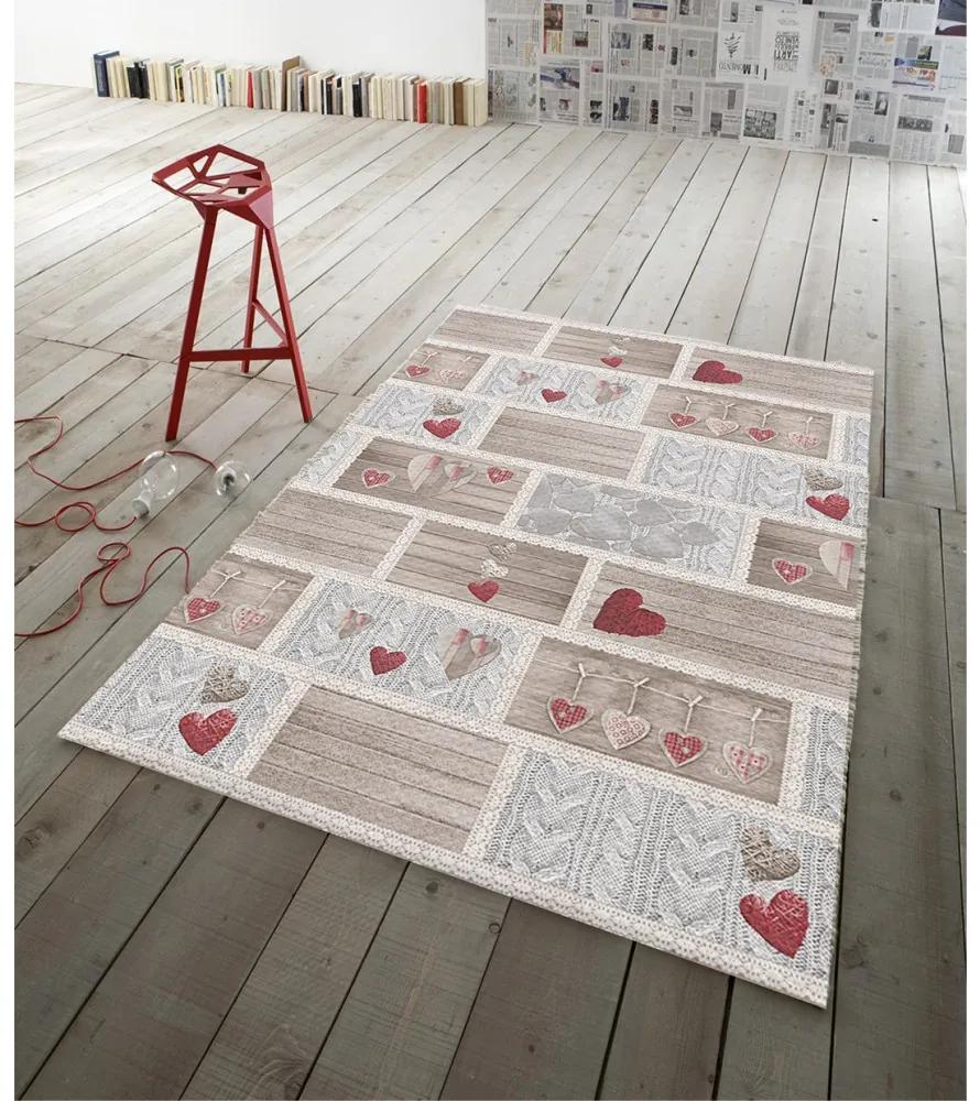 Tappeto digitale Shabby love rosso Made in Italy