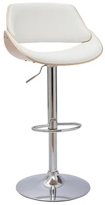 Sgabello da bar design regolabile bianco e legno chiaro CLASH