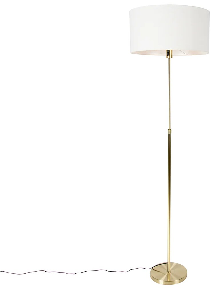 Lampada da terra regolabile dorata con paralume bianco 50 cm - Parte