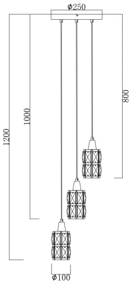 Globo 15760-3 - Lampadario di cristallo a sospensione WOLLI 3xE14/40W/230V
