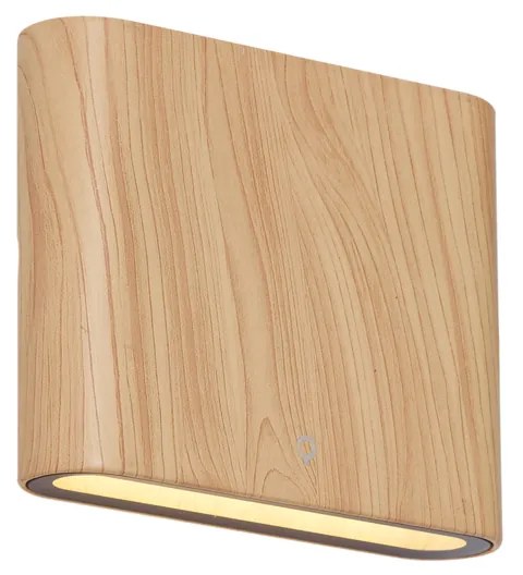 Lampada da parete scandinava per esterni effetto legno 11,5 cm con LED integrato IP65 - Batt