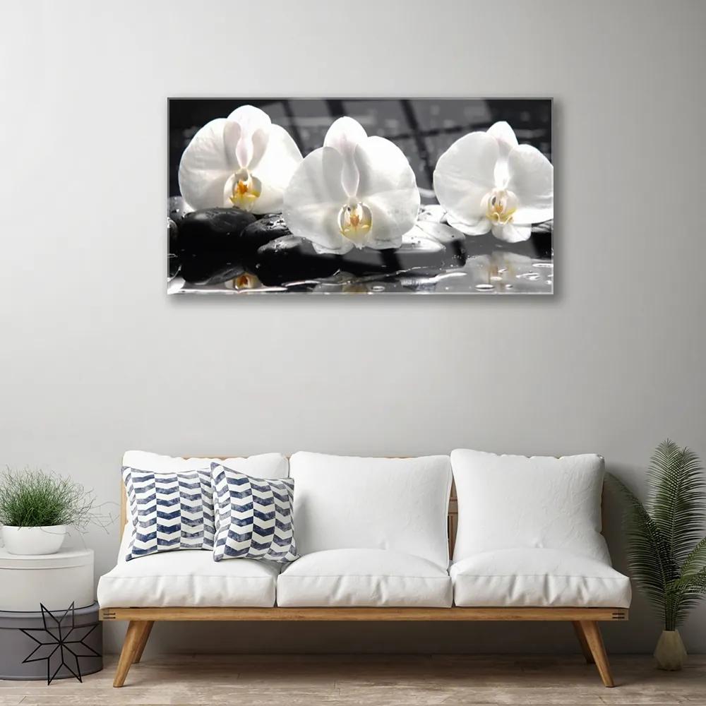Quadro acrilico Fiore di orchidea bianca 100x50 cm