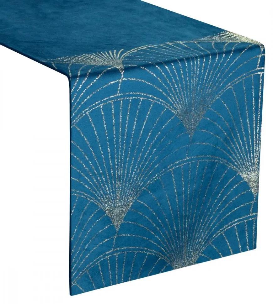 Tovaglia centrale in velluto con stampa blu lucida Larghezza: 35 cm | Lunghezza: 220 cm