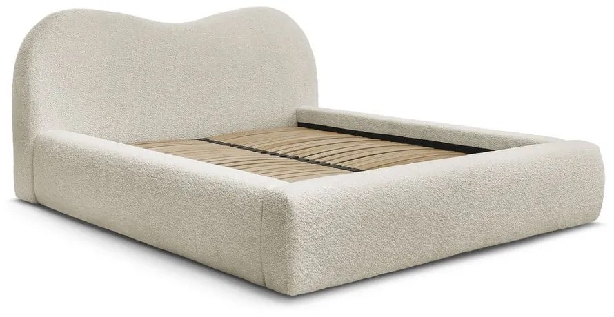 Letto matrimoniale imbottito beige con contenitore con rete inclusa 180x200 cm Orlane – Bobochic Paris