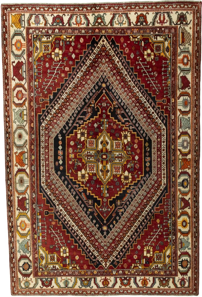 Shiraz Tappeto persiano 310 x 210 Rosso (Iran) Annodato A Mano