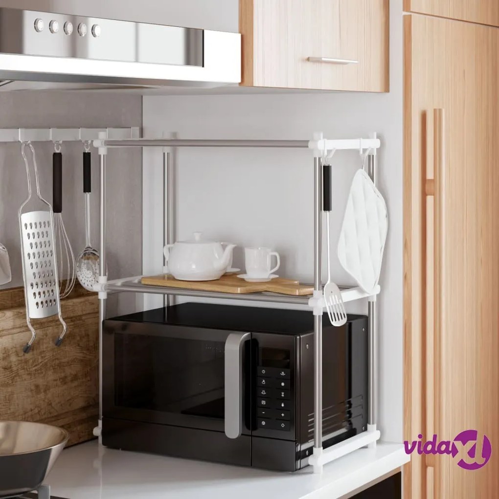vidaXL Ripiano per Microonde Bianco 51x27x63 cm in Alluminio