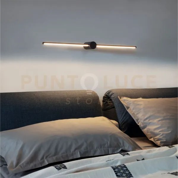 Essence round applique a parete 13 w on-off 1300 lm 3000 k nero 75cm