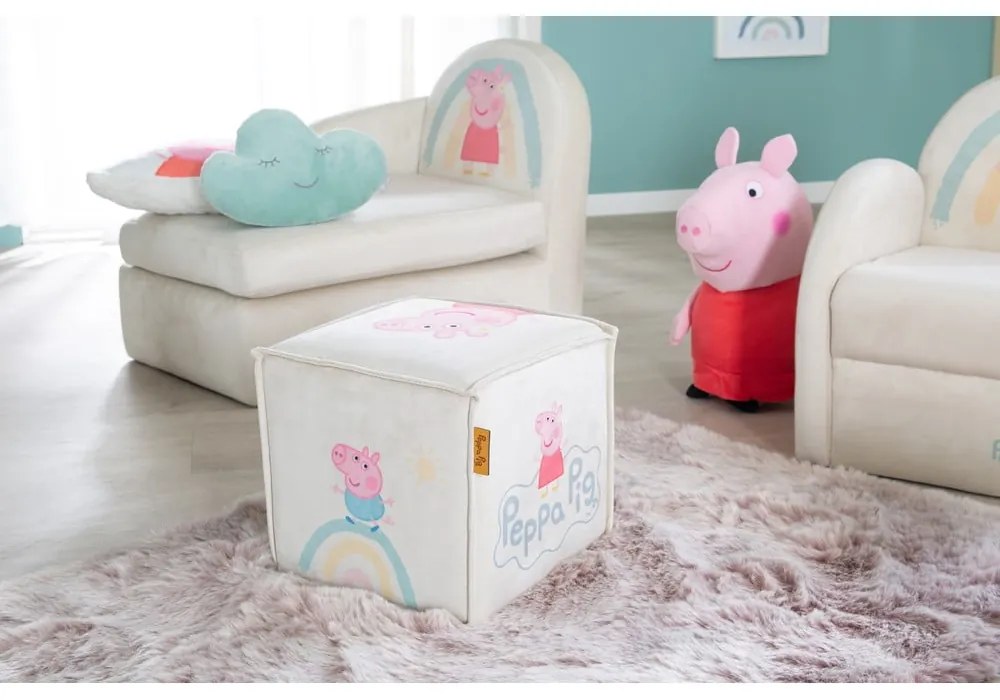 Pouf per bambini in velluto bianco Peppa Pig - Roba