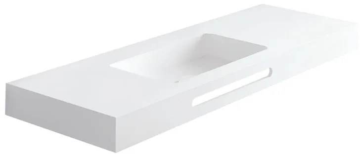 Lavabo sospeso rettangolare Zen L100 H 10 x P 46 cm in acrilico bianco